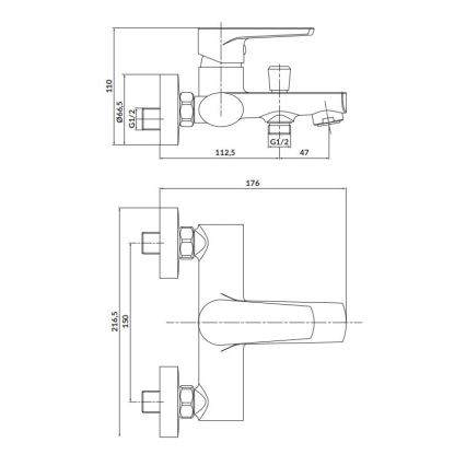 Cersanit S951-346 - Bath tap MODUO shiny chrome