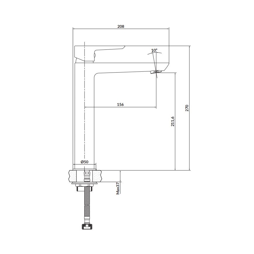 Cersanit S951-355 - Basin tap MILLE 27 cm white + waste