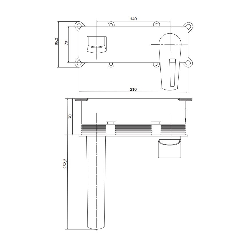 Cersanit S951-357 - Bath tap for concealed installation MILLE shiny chrome + waste