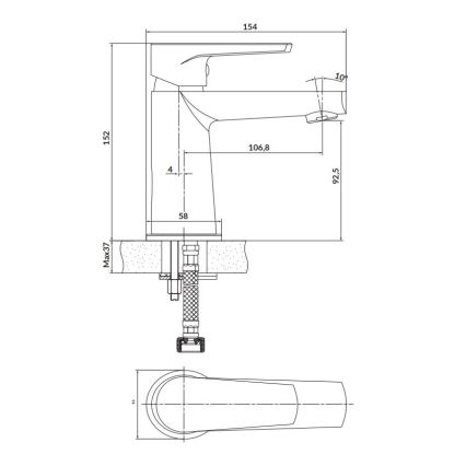 Cersanit S951-362 - Basin tap MODUO 15,2 cm shiny chrome