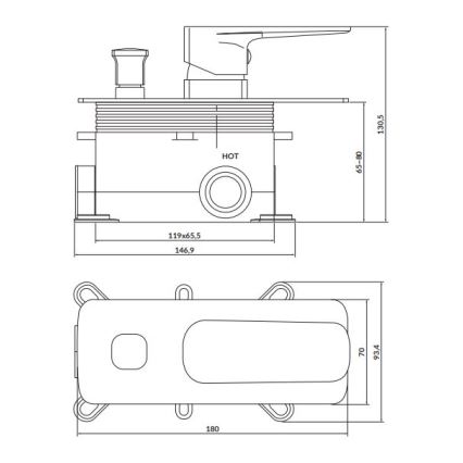 Cersanit S951-374 - Shower tap for concealed installation LARGA shiny chrome