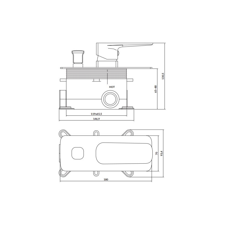 Cersanit S951-374 - Shower tap for concealed installation LARGA shiny chrome