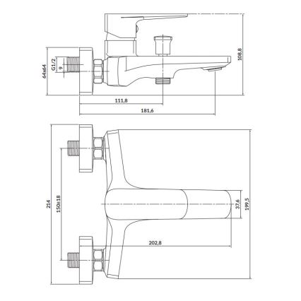 Cersanit S951-376 - Bath tap LARGA black