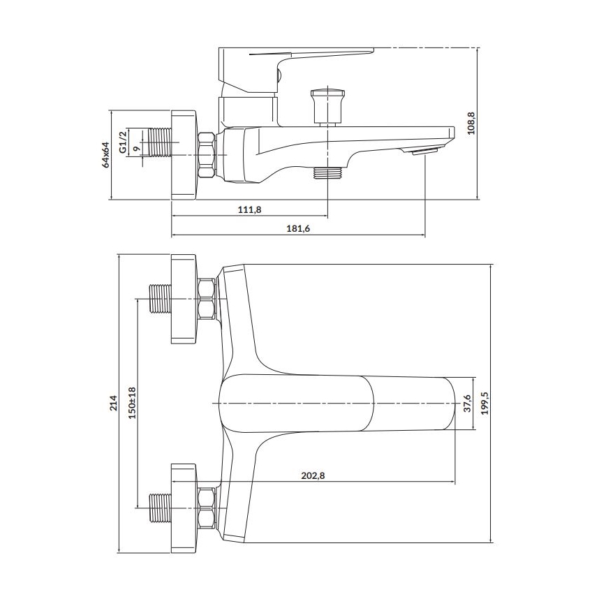 Cersanit S951-376 - Bath tap LARGA black