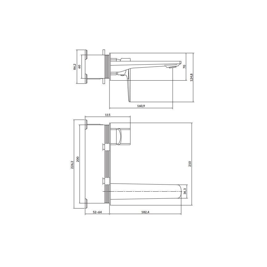 Cersanit S951-386 - Basin tap for concealed installation LARGA shiny chrome