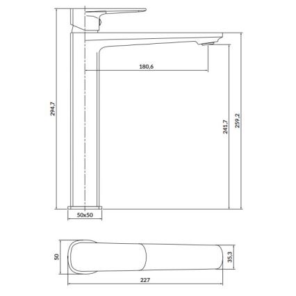 Cersanit S951-391 - Basin tap LARGA 29,5 cm black