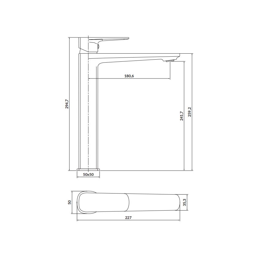 Cersanit S951-391 - Basin tap LARGA 29,5 cm black