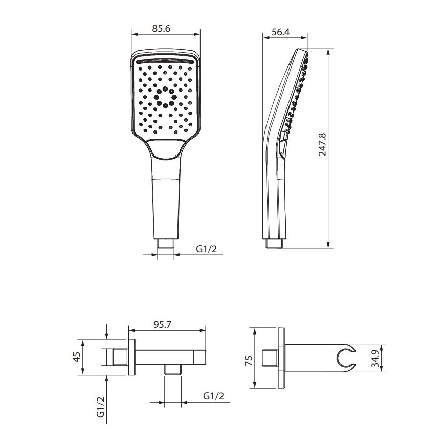 Cersanit S951-512 - Shower set LARGA shiny chrome