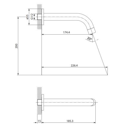 Cersanit S951-553 - Spout for concealed installation ZEN shiny chrome