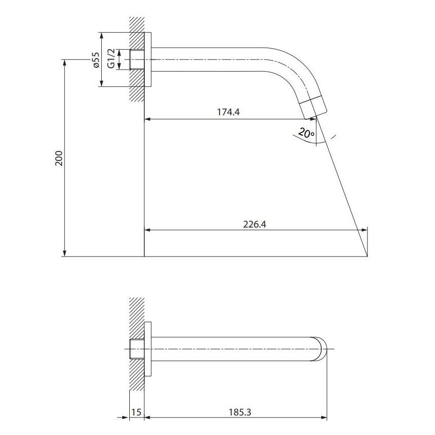 Cersanit S951-554 - Spout for concealed installation ZEN black