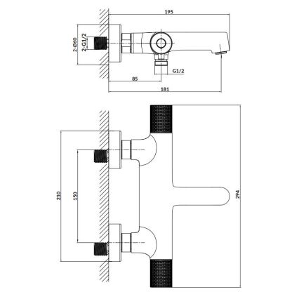 Cersanit S951-566 - Thermostatic bath tap ZEN black