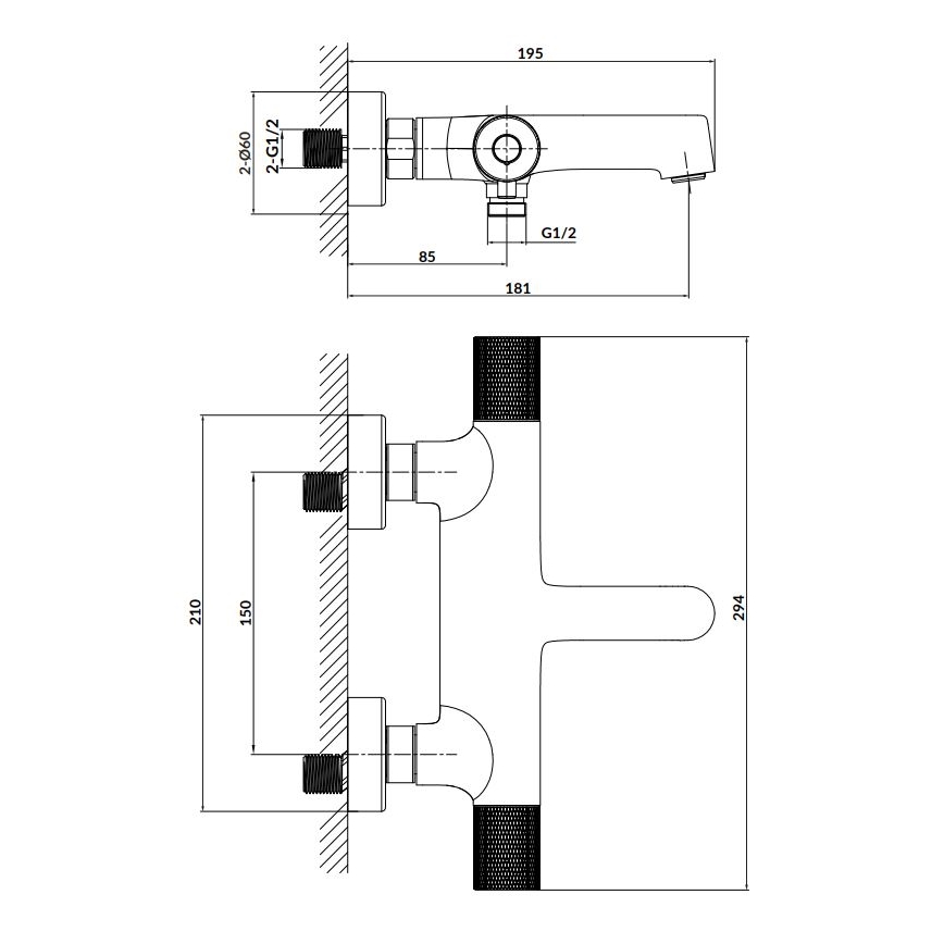 Cersanit S951-566 - Thermostatic bath tap ZEN black