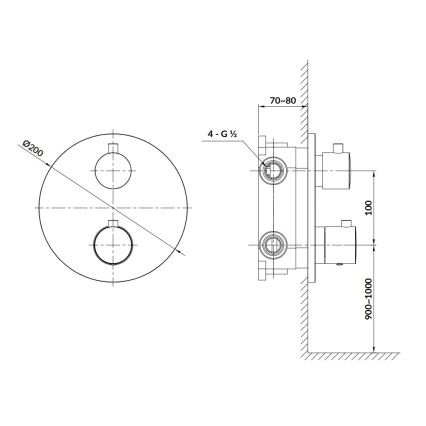 Cersanit S951-567 - Thermostatic shower tap for concealed installation ZEN black