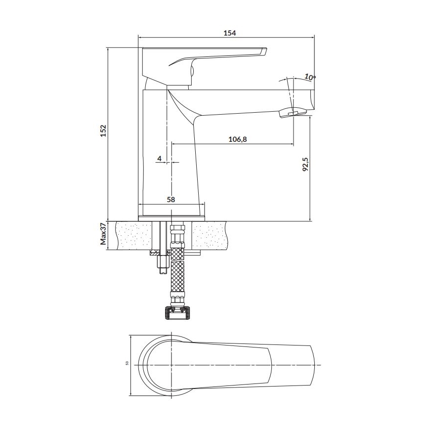 Cersanit S951-584 - Basin tap MODUO 15,2 cm black