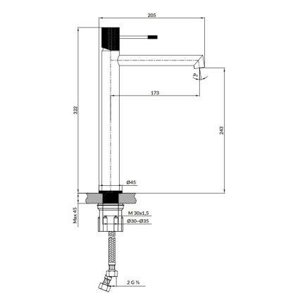 Cersanit S951-599 - Basin tap ZEN 32,2 cm black