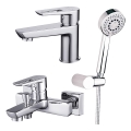 Cersanit S952-003 -Bath set with tap + basin tap MILLE shiny chrome
