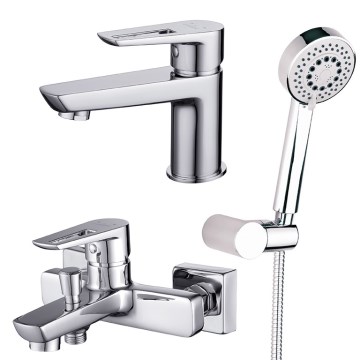Cersanit S952-003 -Bath set with tap + basin tap MILLE shiny chrome