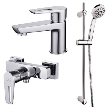 Cersanit S952-004-Shower set with tap + basin tap MILLE shiny chrome