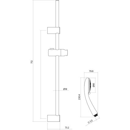 Cersanit S952-004-Shower set with tap + basin tap MILLE shiny chrome