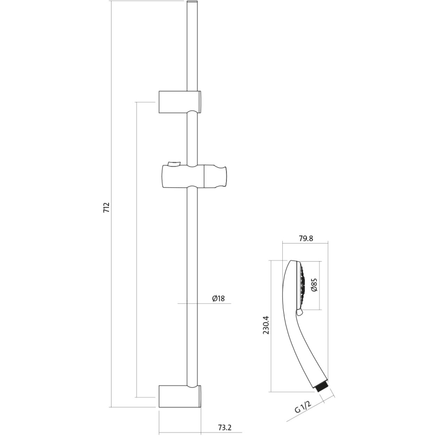 Cersanit S952-004-Shower set with tap + basin tap MILLE shiny chrome