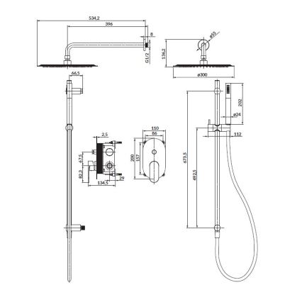 Cersanit S952-008 - Shower set with concealed tap CREA shiny chrome