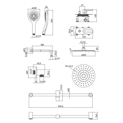 Cersanit S952-011 - Shower set with concealed tap MODUO shiny chrome