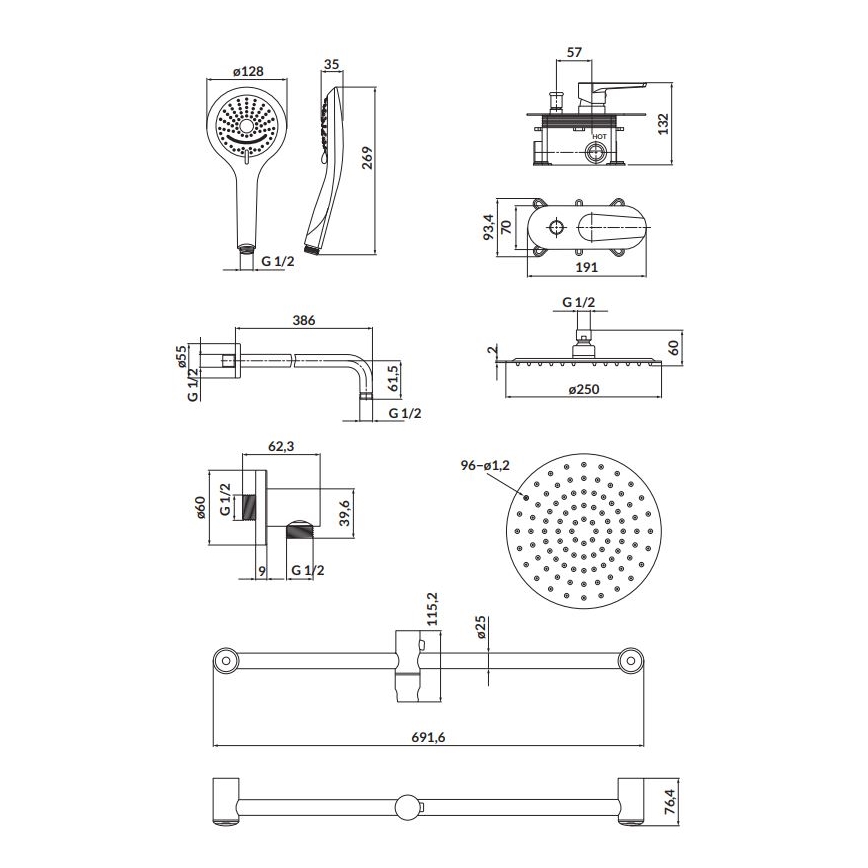 Cersanit S952-011 - Shower set with concealed tap MODUO shiny chrome