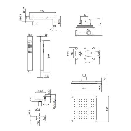 Cersanit S952-012 - Shower set with concealed tap MILLE shiny chrome