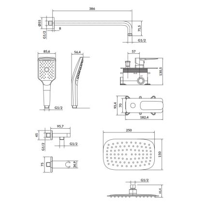 Cersanit S952-029 - Shower set with concealed tap LARGA shiny chrome