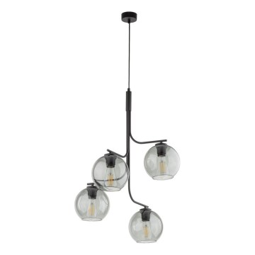 CESAR Cable Pendant Lamp 4xE27/15W/230V Black/Smoked Gray