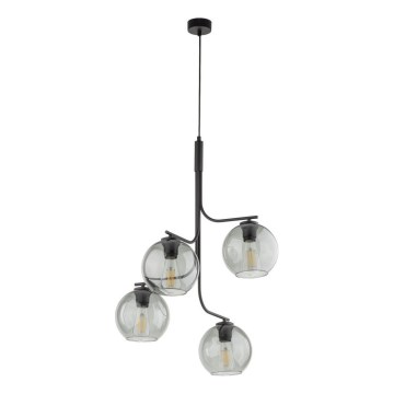 CESAR LED Cable-Suspended Chandelier 4xE27/15W/230V Black/Smoked Grey