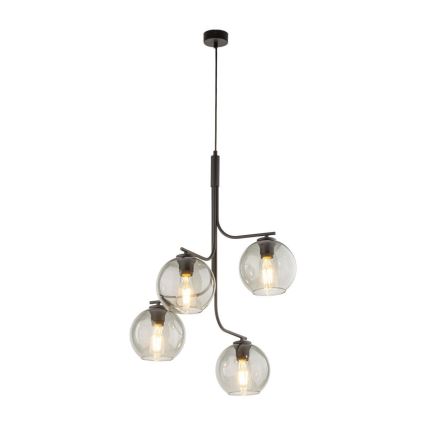 CESAR LED Cable-Suspended Chandelier 4xE27/15W/230V Black/Smoked Grey