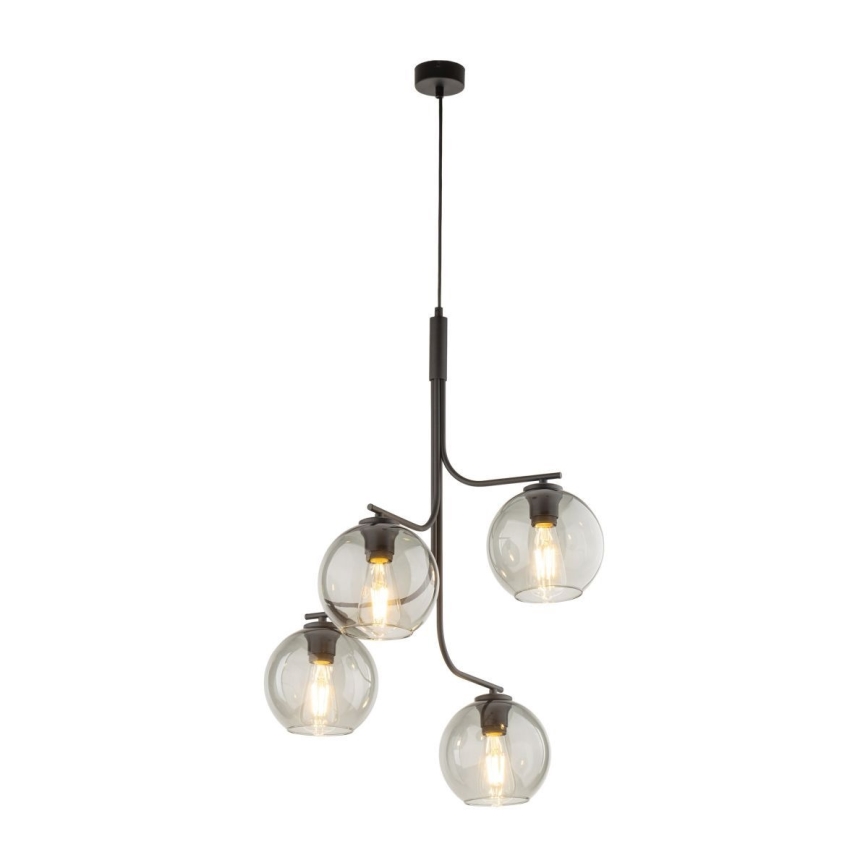 CESAR LED Cable-Suspended Chandelier 4xE27/15W/230V Black/Smoked Grey