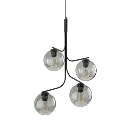 CESAR LED Cable-Suspended Chandelier 4xE27/15W/230V Black/Smoked Grey