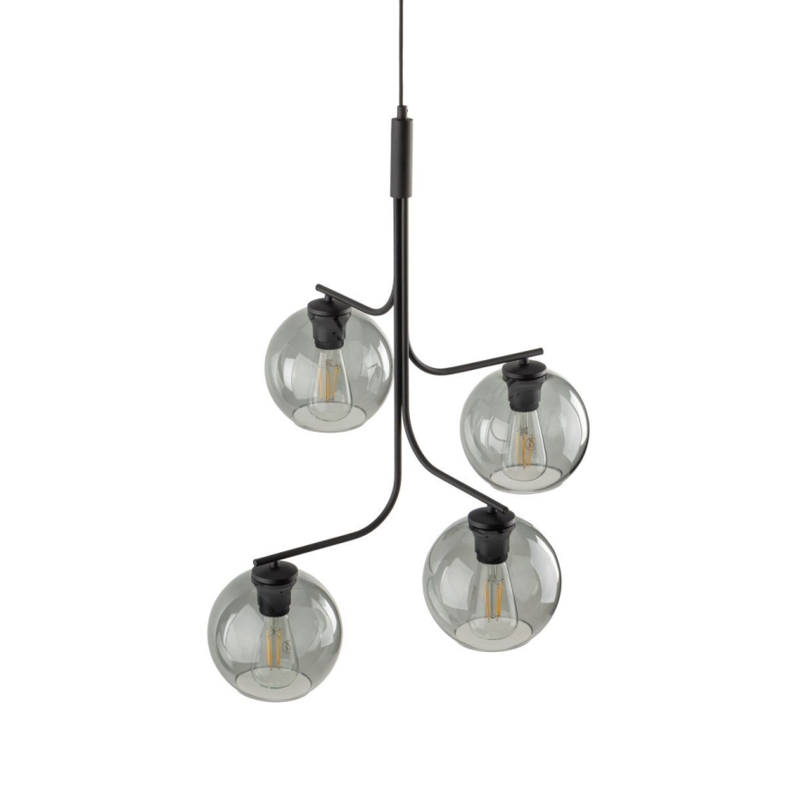 CESAR LED Cable-Suspended Chandelier 4xE27/15W/230V Black/Smoked Grey
