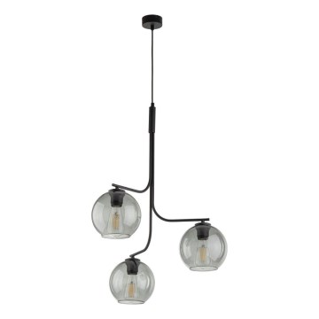 CESAR LED pendant light on cable 3xE27/15W/230V black/smoked grey