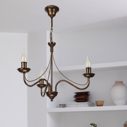 Chain-hung chandelier ANTON 3xE14/15W/230V bronze