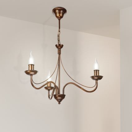 Chain-hung chandelier ANTON 3xE14/15W/230V bronze