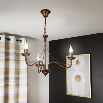 Chain-hung chandelier ANTON 3xE14/15W/230V bronze