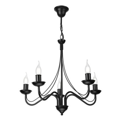 Chain-hung chandelier ANTON 5xE14/15W/230V, black