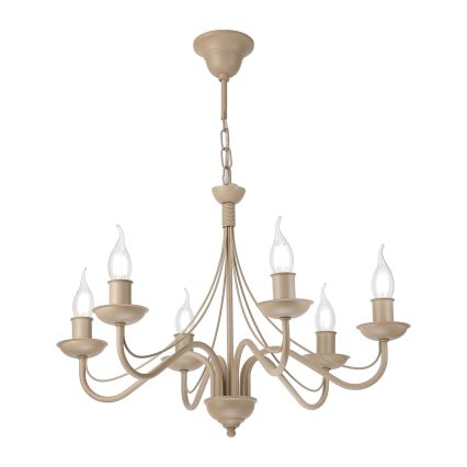 Chain-hung chandelier ANTON 6xE14/60W/230V beige