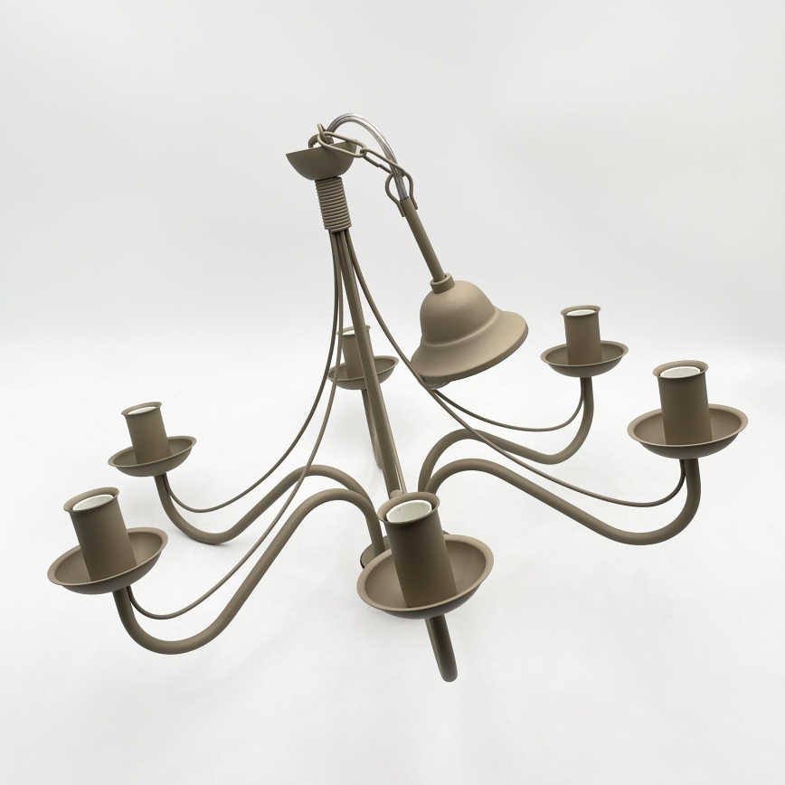 Chain-hung chandelier ANTON 6xE14/60W/230V beige