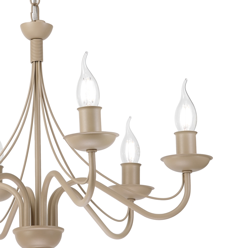 Chain-hung chandelier ANTON 6xE14/60W/230V beige