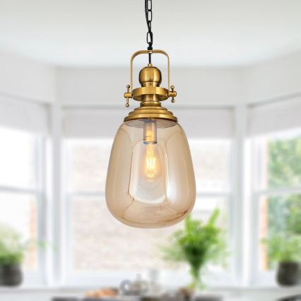 Chain-hung chandelier BOTTLE 1xE27/40W/230V gold