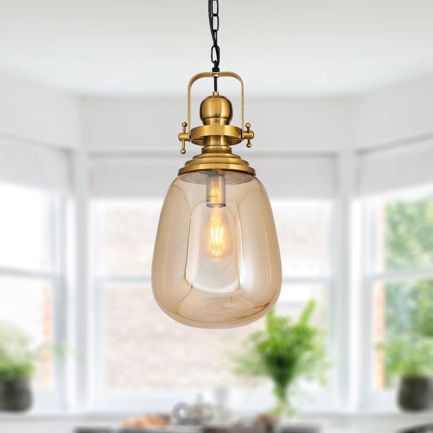 Chain-hung chandelier BOTTLE 1xE27/40W/230V gold