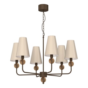 Chain-hung chandelier GRENADA 6xE14/15W/230V beige