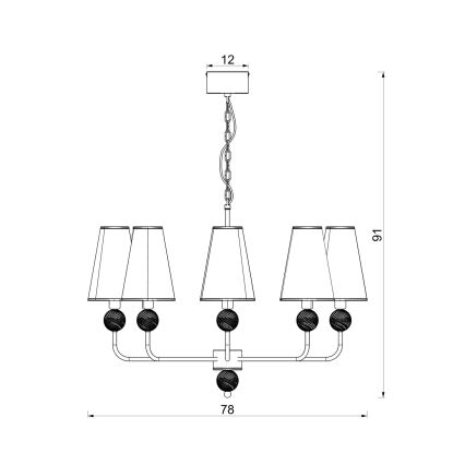 Chain-hung chandelier GRENADA 6xE14/15W/230V grey