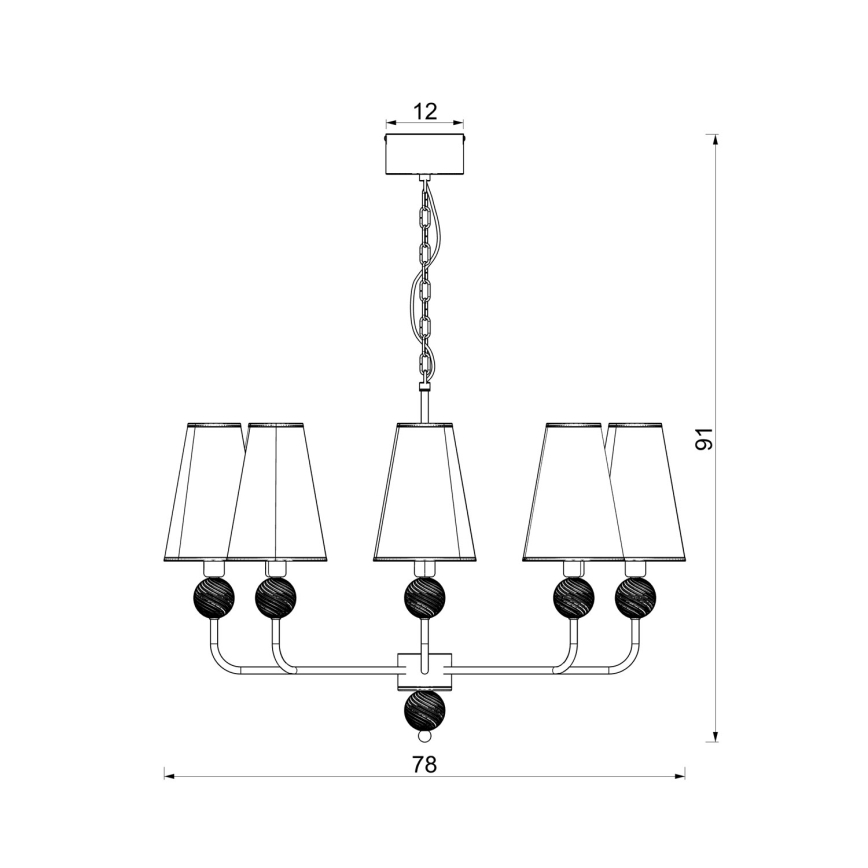 Chain-hung chandelier GRENADA 6xE14/15W/230V grey