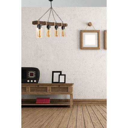 Chain-hung chandelier JASMIN 4xE27/40W/230V brown/beige