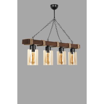 Chain-hung chandelier JASMIN 4xE27/40W/230V brown/beige